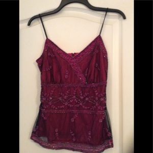 Pink/Black bead/embroidered women top Size S